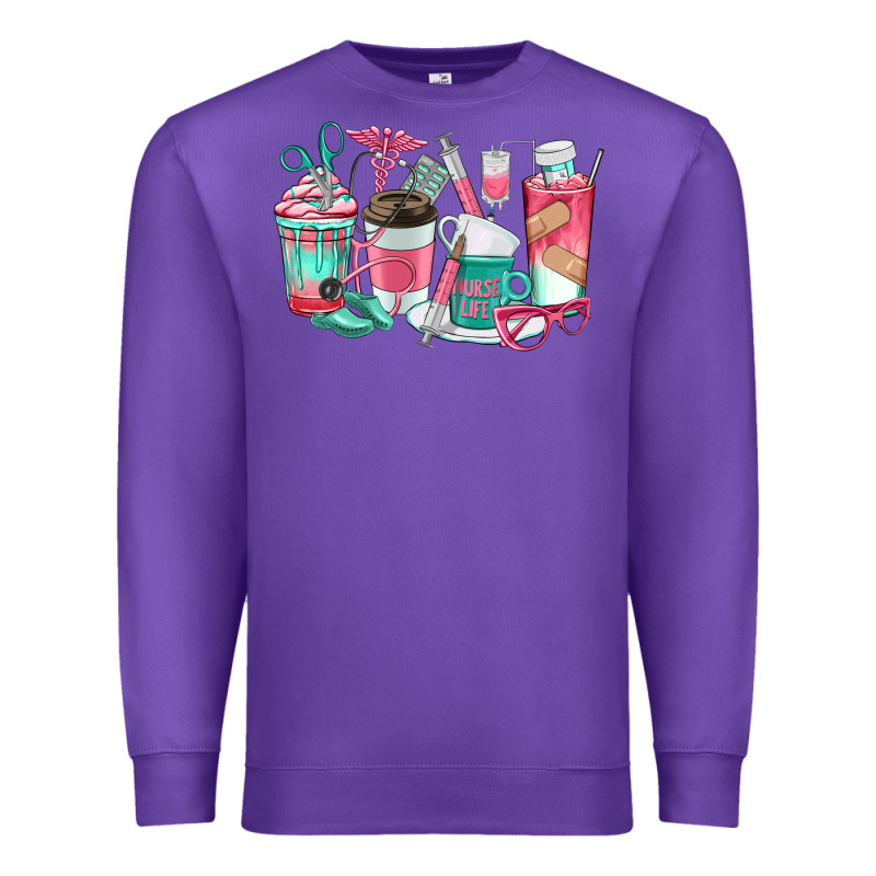 Nurse Coffee Cups Premium Sweatshirt by texasbilliewilder | Teevron