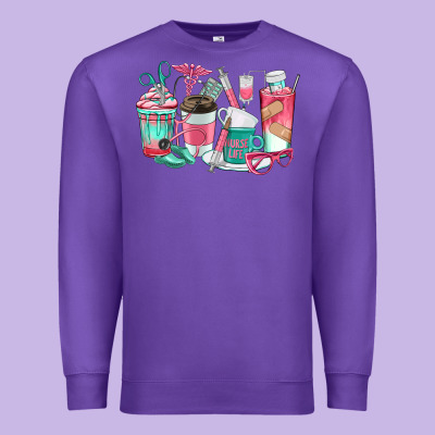 Nurse Coffee Cups Premium Sweatshirt Designed By Texasbilliewilder