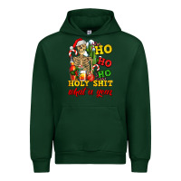 Forest Green Christmas ho ho ho holy shit what a year skeleton Urban Hoodie - AdoDesignShop