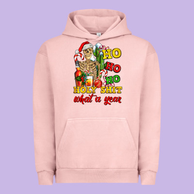 Christmas Ho Ho Ho Holy Shit What A Year Skeleton Urban Hoodie Designed By Adodesignshop