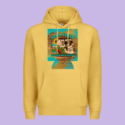 Dead Tired Fueled By Coffee 12 Oz Can Cooler (regular) Premium Hoodie Designed By Artiststas