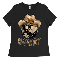 Black howdy smiley face Ladies Tee - BarkalooDesign