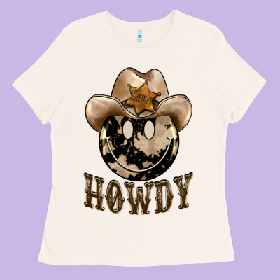 Howdy Smiley Face Ladies Tee Designed By Barkaloodesign