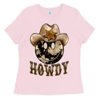 Bubblegum Pink howdy smiley face Ladies Tee - BarkalooDesign