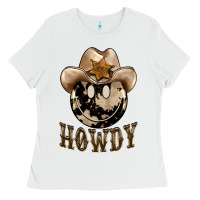 White howdy smiley face Ladies Tee - BarkalooDesign