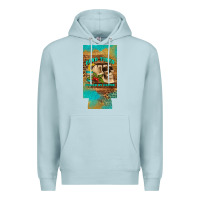 Blue Mist dead tired fueled by coffee 12 oz can cooler  (slim) Premium Hoodie - Artiststas