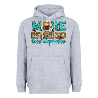 Heather Grey more espresso less depresso western Heavyweight Hoodie - texasbilliewilder