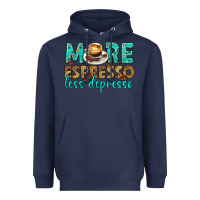 Navy more espresso less depresso western Heavyweight Hoodie - texasbilliewilder