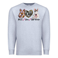 Heather Grey peace love bull terrier Premium Sweatshirt - RanaPortraitStore
