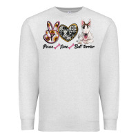Oatmeal Heather peace love bull terrier Premium Sweatshirt - RanaPortraitStore