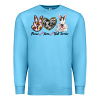 Ocean Blue peace love bull terrier Premium Sweatshirt - RanaPortraitStore