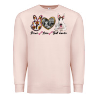 Pale Pink peace love bull terrier Premium Sweatshirt - RanaPortraitStore