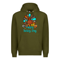 Army Green happy turkey day Premium Hoodie - JahusDesignShop