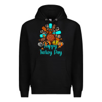 Black happy turkey day Premium Hoodie - JahusDesignShop