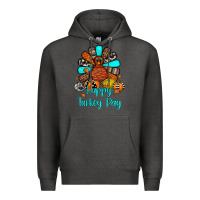 Charcoal Heather happy turkey day Premium Hoodie - JahusDesignShop