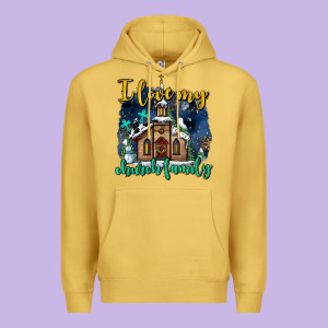 Christmas Church And Snow   ı Love My Church Family Premium Hoodie Designed By Adodesignshop