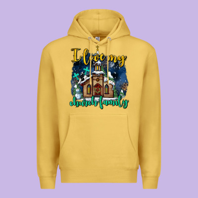 Christmas Church And Snow   ı Love My Church Family Premium Hoodie Designed By Adodesignshop