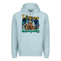 Blue Mist Christmas church and snow   ı love my church family Premium Hoodie - AdoDesignShop