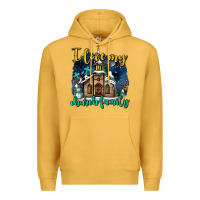 Mustard Christmas church and snow   ı love my church family Premium Hoodie - AdoDesignShop