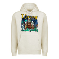 Oatmeal Heather Christmas church and snow   ı love my church family Premium Hoodie - AdoDesignShop