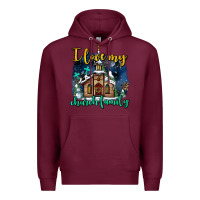 Burgundy Christmas church and snow   ı love my church family Premium Hoodie - AdoDesignShop