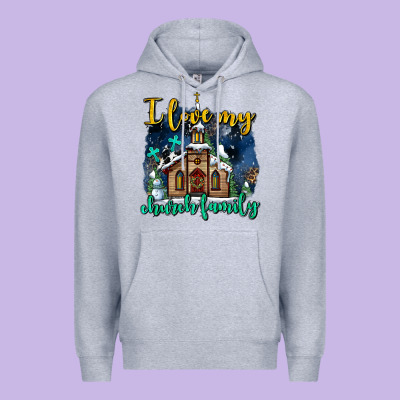 Christmas Church And Snow   ı Love My Church Family Premium Hoodie Designed By Adodesignshop