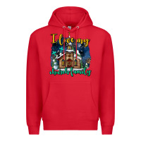 Red Christmas church and snow   ı love my church family Premium Hoodie - AdoDesignShop
