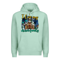Seafoam Christmas church and snow   ı love my church family Premium Hoodie - AdoDesignShop