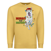 Antique Gold merry and bright white shepherd Premium Sweatshirt - RanaPortraitStore