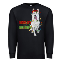 Merry And Bright White Shepherd Premium Sweatshirt | Teevron
