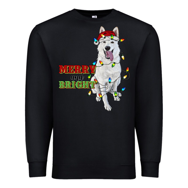 Merry And Bright White Shepherd Premium Sweatshirt by RanaPortraitStore | Teevron