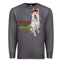 Charcoal Heather merry and bright white shepherd Premium Sweatshirt - RanaPortraitStore