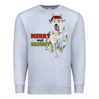 Heather Grey merry and bright white shepherd Premium Sweatshirt - RanaPortraitStore