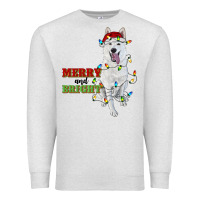 Oatmeal Heather merry and bright white shepherd Premium Sweatshirt - RanaPortraitStore