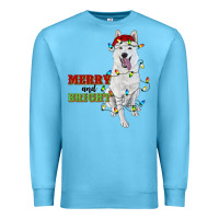 Ocean Blue merry and bright white shepherd Premium Sweatshirt - RanaPortraitStore