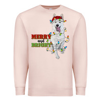 Pale Pink merry and bright white shepherd Premium Sweatshirt - RanaPortraitStore