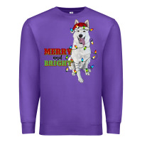 Purple merry and bright white shepherd Premium Sweatshirt - RanaPortraitStore