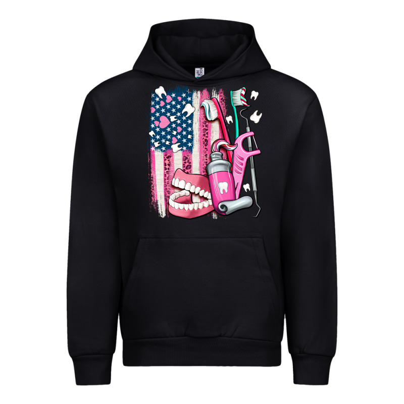 American Flag And Dental Elements With Teeth Urban Hoodie by AdoDesignShop | Teevron