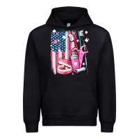 Black American flag and dental elements with teeth Urban Hoodie - AdoDesignShop