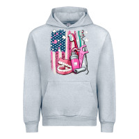 Heather Grey American flag and dental elements with teeth Urban Hoodie - AdoDesignShop