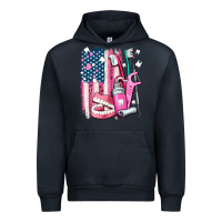 Navy American flag and dental elements with teeth Urban Hoodie - AdoDesignShop