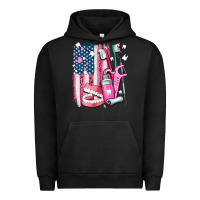 Pigment Black American flag and dental elements with teeth Urban Hoodie - AdoDesignShop