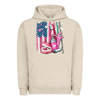 Pigment French Oak American flag and dental elements with teeth Urban Hoodie - AdoDesignShop