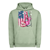 Pigment Oil Green American flag and dental elements with teeth Urban Hoodie - AdoDesignShop