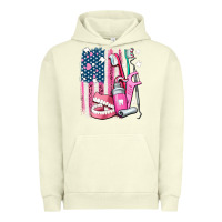 Pigment Pistachio American flag and dental elements with teeth Urban Hoodie - AdoDesignShop