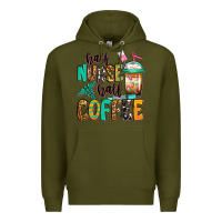 Army Green half nurse half coffee Premium Hoodie - Jasminsmagicworld