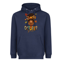 Navy october girl afro woman fall Heavyweight Hoodie - texasbilliewilder