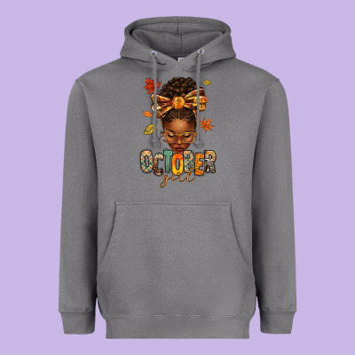Heavyweight Hoodie october girl afro woman fall