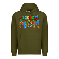 Army Green ausome autism mom Premium Hoodie - AdoDesignShop