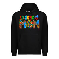 Black ausome autism mom Premium Hoodie - AdoDesignShop